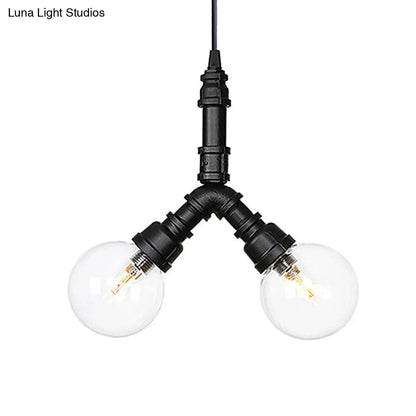 Rolande - Industrial Black Clear Glass LED Suspension Light