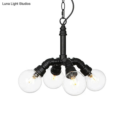 Rolande - Industrial Black Clear Glass LED Suspension Light