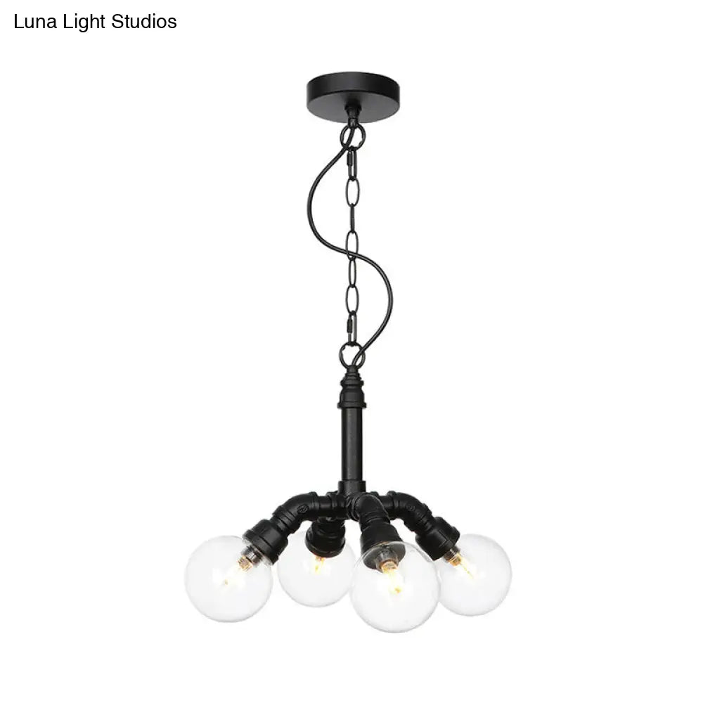 Rolande - Industrial Black Clear Glass LED Suspension Light