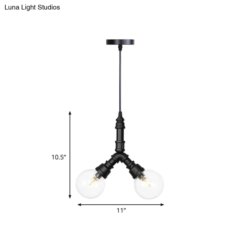 Rolande - Industrial Black Clear Glass LED Suspension Light