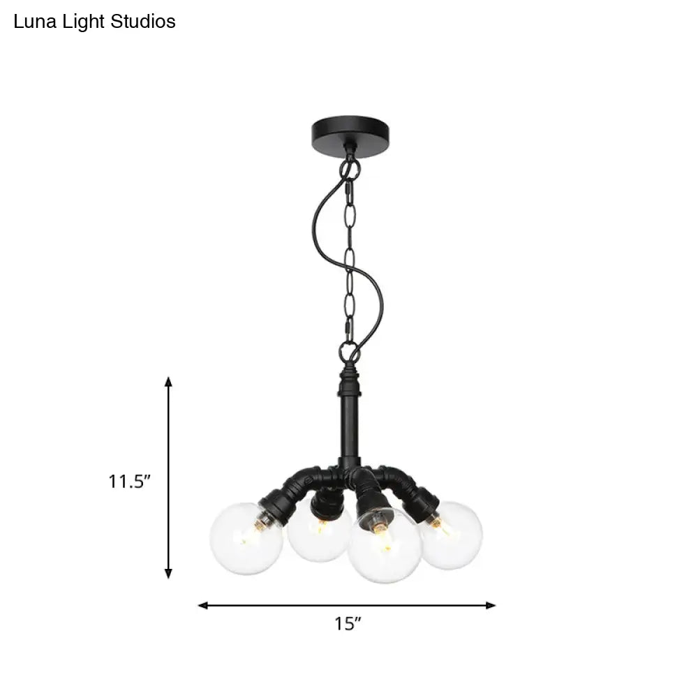 Rolande - Industrial Black Clear Glass LED Suspension Light