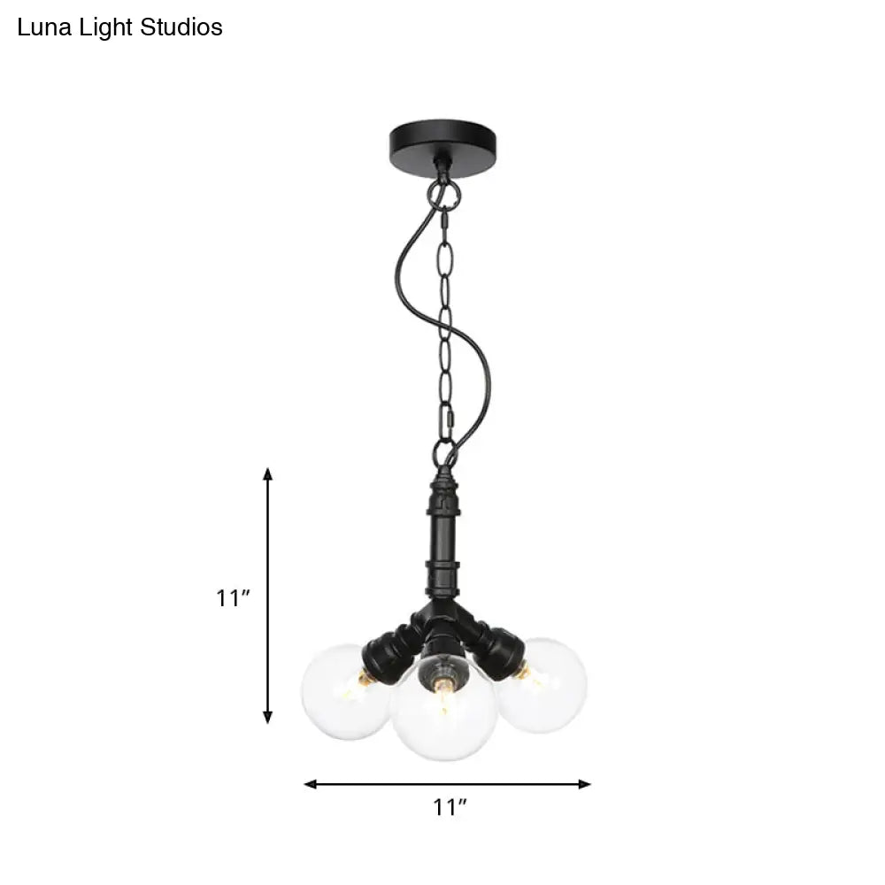 Rolande - Industrial Black Clear Glass LED Suspension Light