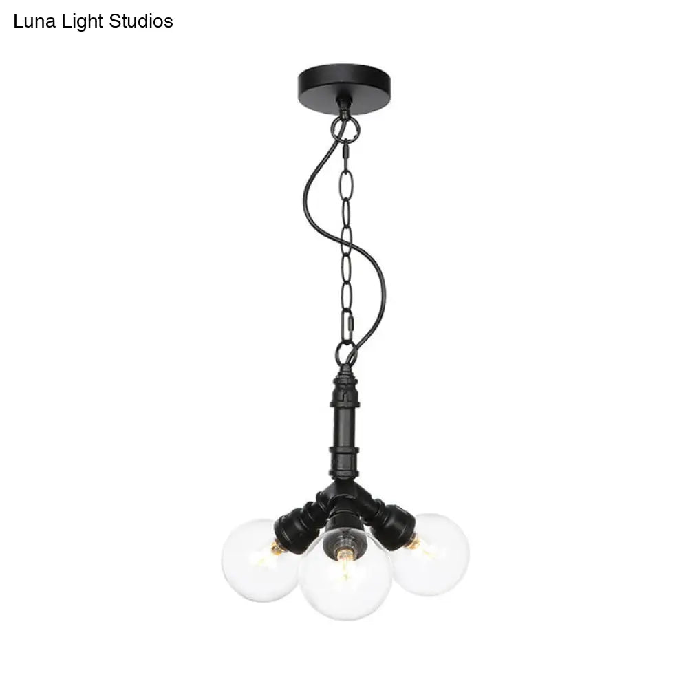 Rolande - Industrial Black Clear Glass LED Suspension Light