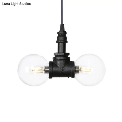 Rolande - Industrial Black Clear Glass LED Suspension Light