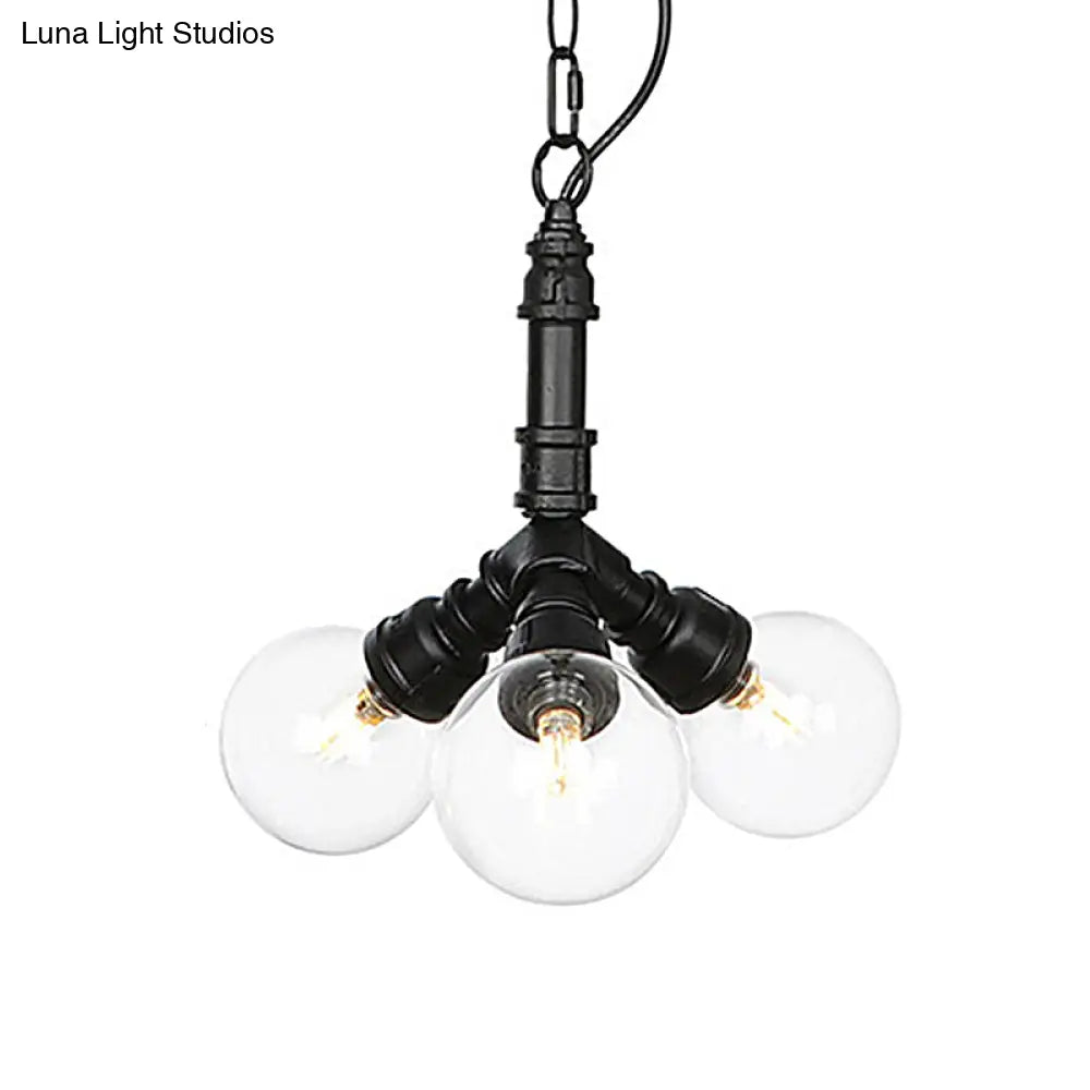 Rolande - Industrial Black Clear Glass LED Suspension Light