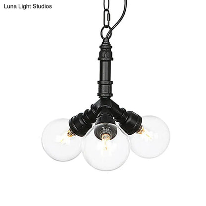 Rolande - Industrial Black Clear Glass LED Suspension Light