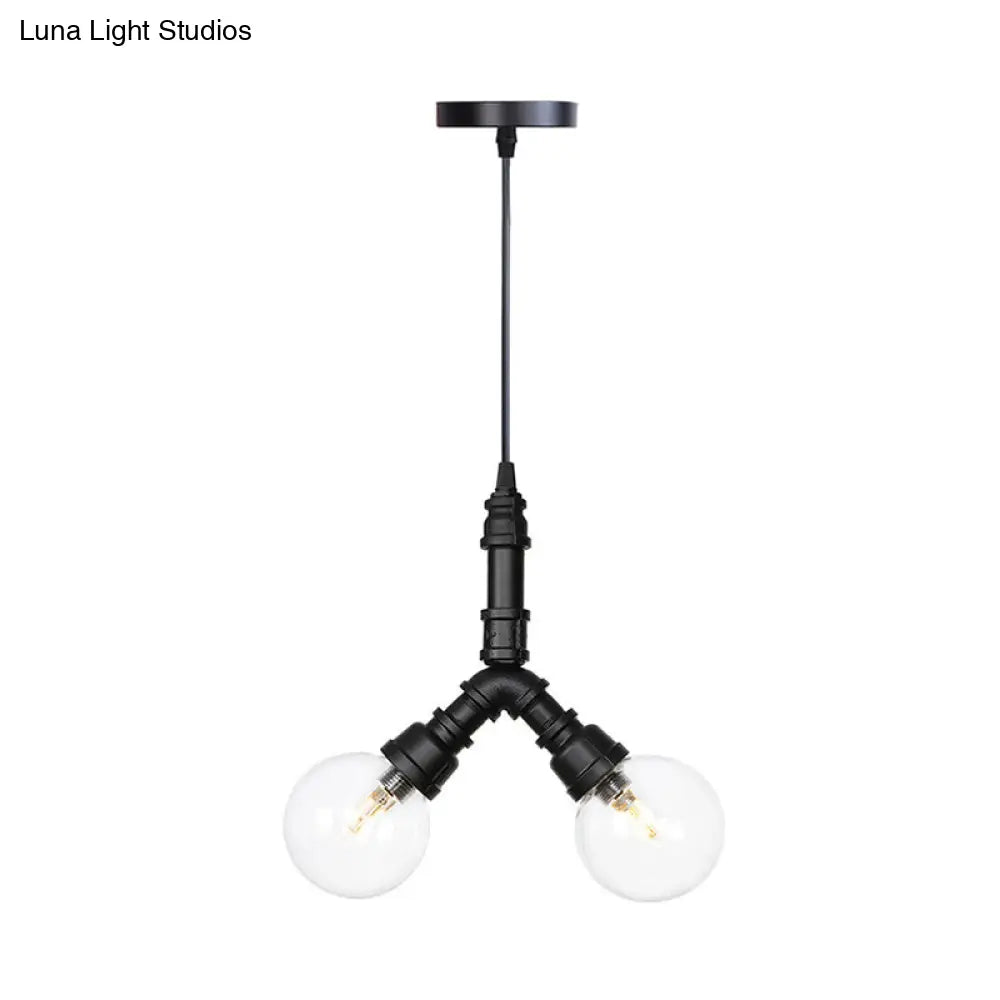 Rolande - Industrial Black Clear Glass LED Suspension Light