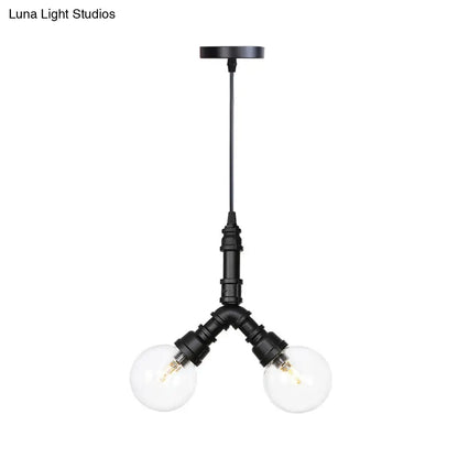 Rolande - Industrial Black Clear Glass LED Suspension Light