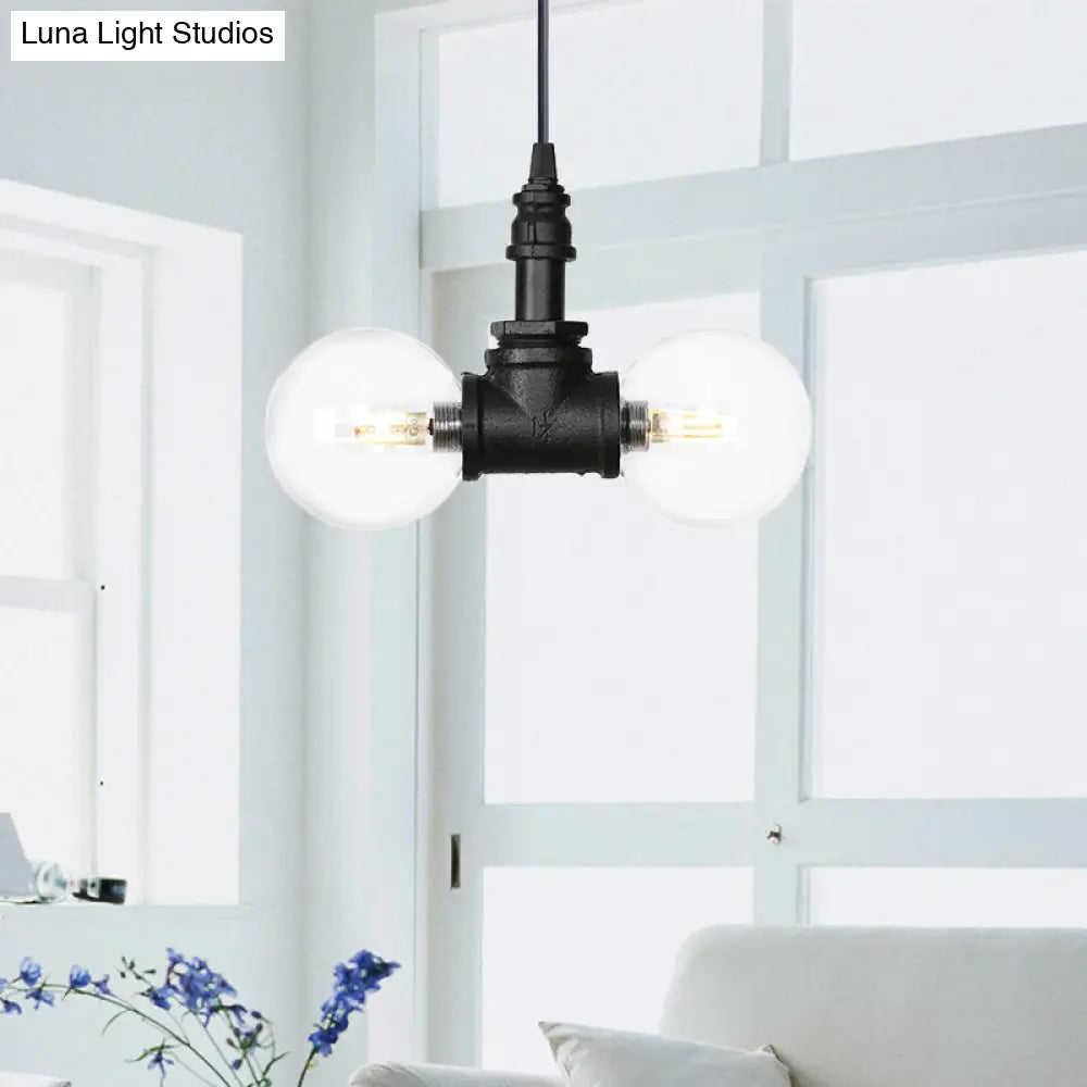 Rolande - Industrial Black Clear Glass LED Suspension Light