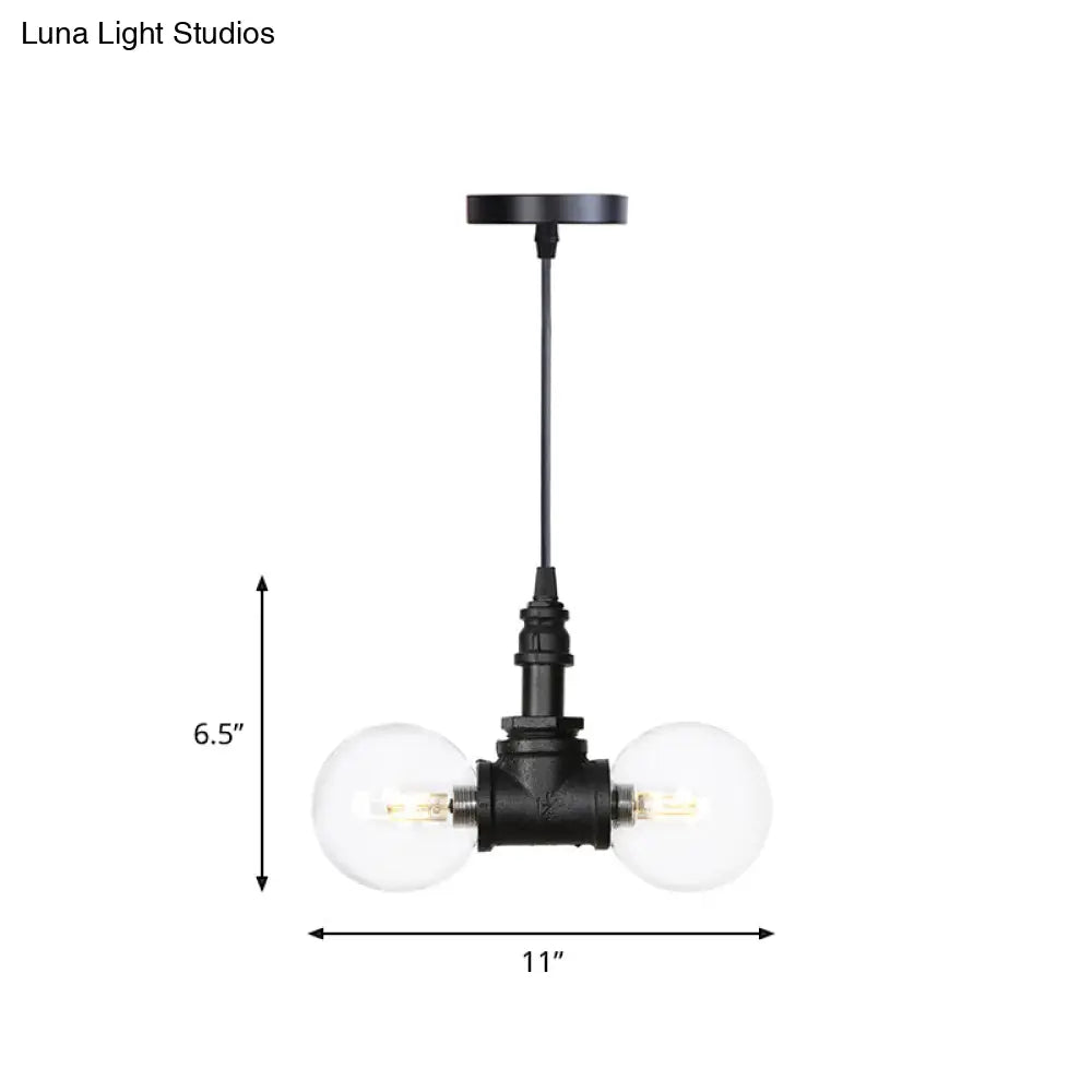 Rolande - Industrial Black Clear Glass LED Suspension Light