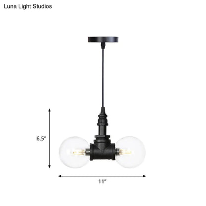 Rolande - Industrial Black Clear Glass LED Suspension Light