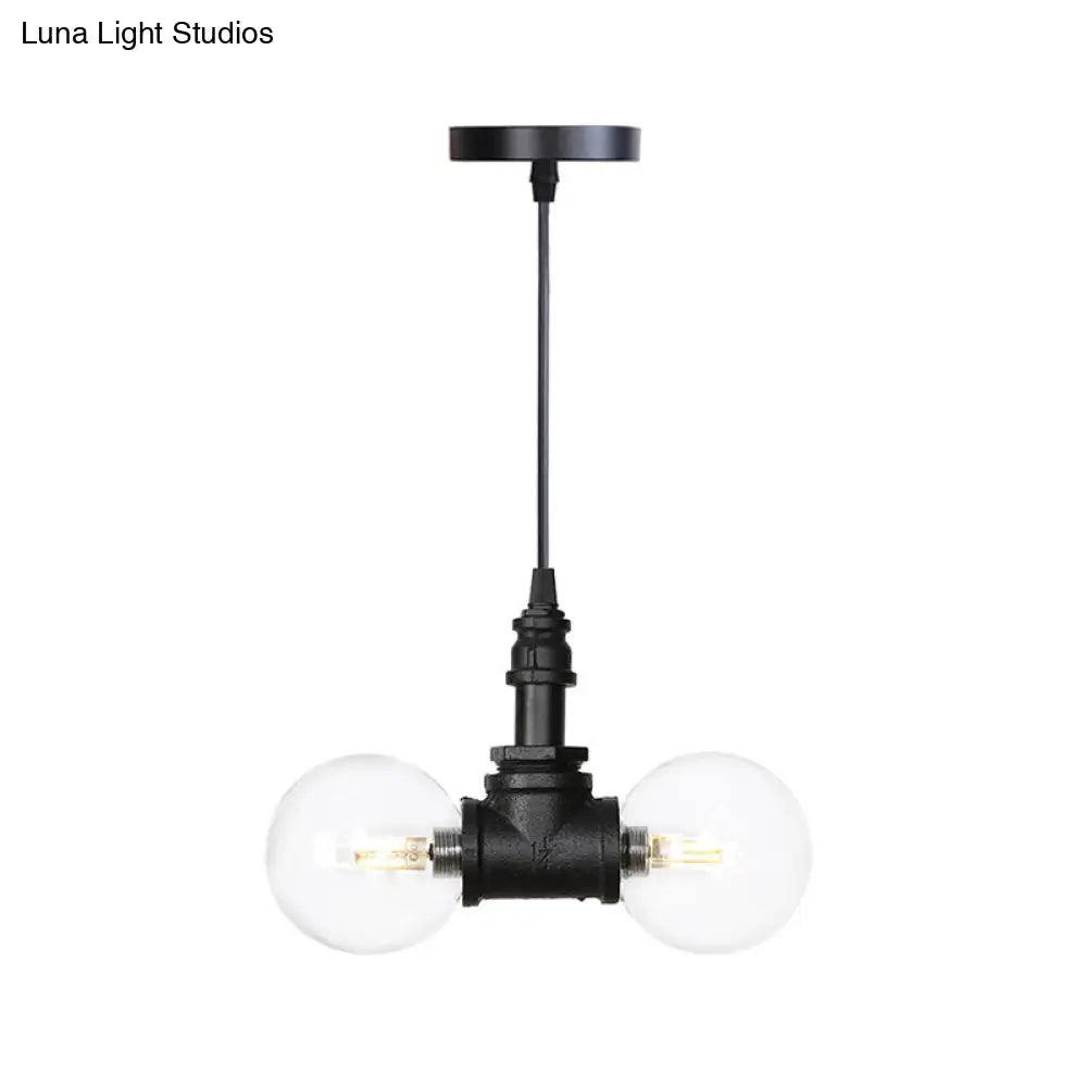 Rolande - Industrial Black Clear Glass LED Suspension Light