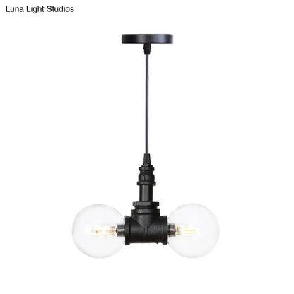 Rolande - Industrial Black Clear Glass LED Suspension Light