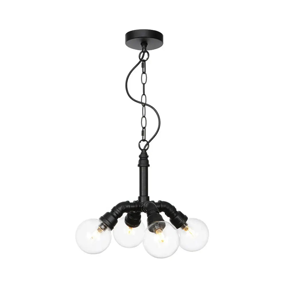 Rolande - Industrial Black Clear Glass LED Suspension Light