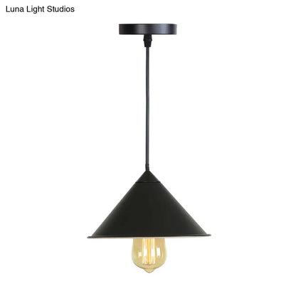 Roll-Edged Conical Iron Pendant Lamp in Pink/Blue/Grey - Loft Style for Single Dining Room