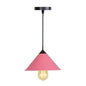 Roll-Edged Conical Iron Pendant Lamp in Pink/Blue/Grey - Loft Style for Single Dining Room