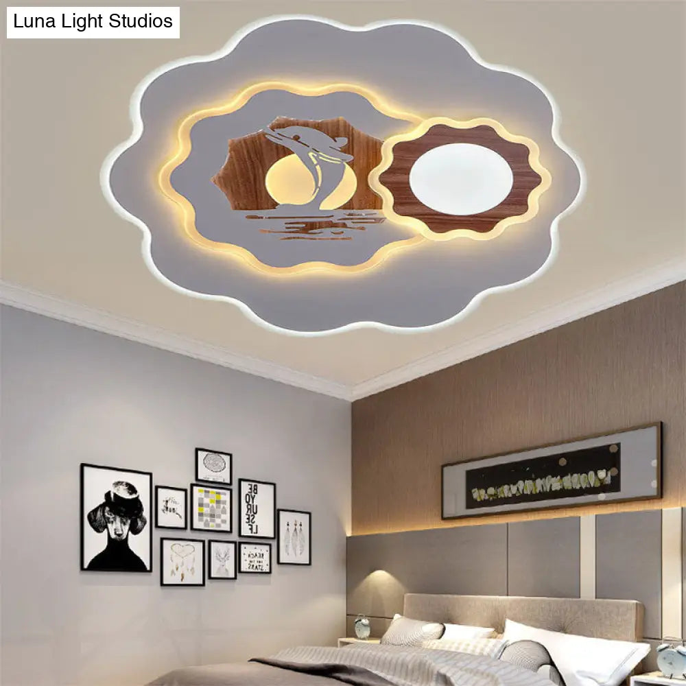 DecorBites™ DecorBites™ Romantic Acrylic Blossom Ceiling Mount Flush Light in White for Adult Bedroom