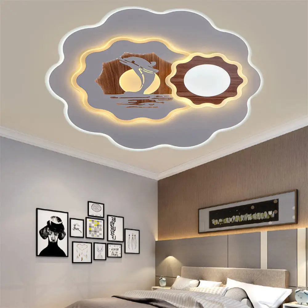 DecorBites™ DecorBites™ Romantic Acrylic Blossom Ceiling Mount Flush Light in White for Adult Bedroom