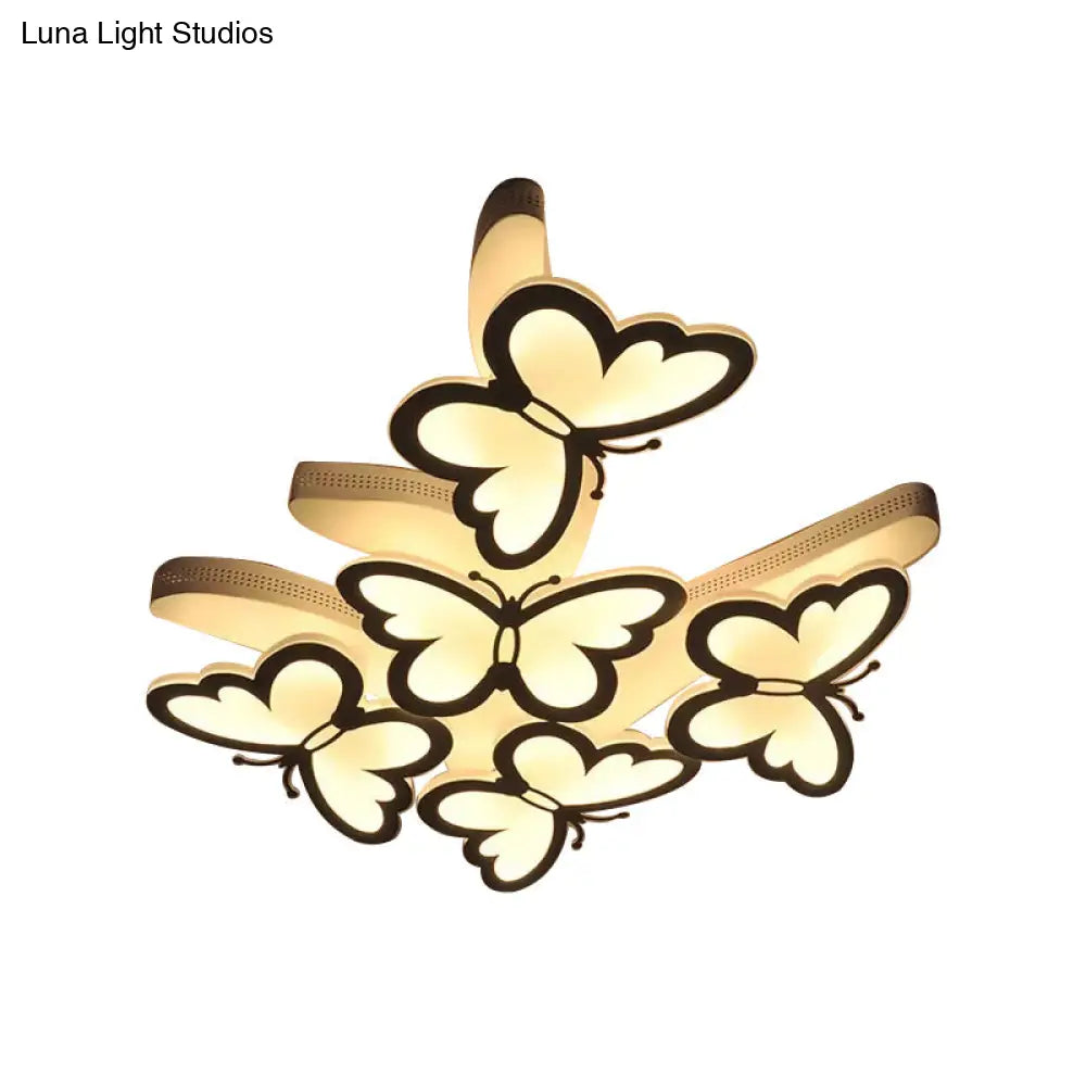 DecorBites™ DecorBites™ Romantic Butterfly Ceiling Light for Girls Bedroom - White Acrylic Flush Mount