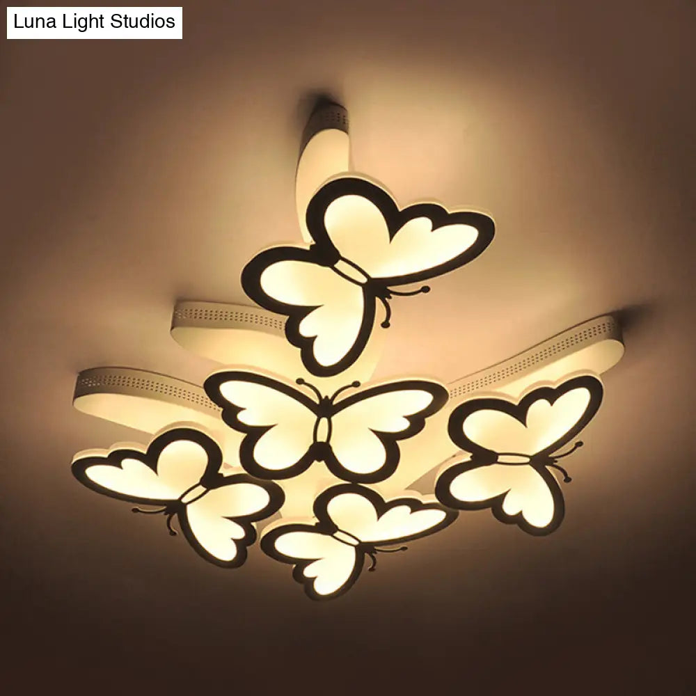 DecorBites™ DecorBites™ Romantic Butterfly Ceiling Light for Girls Bedroom - White Acrylic Flush Mount