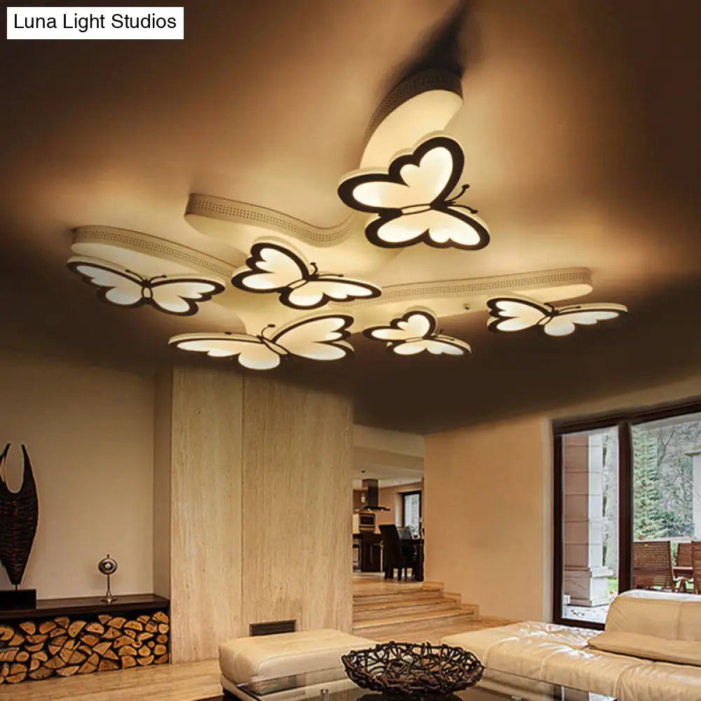DecorBites™ DecorBites™ Romantic Butterfly Ceiling Light for Girls Bedroom - White Acrylic Flush Mount