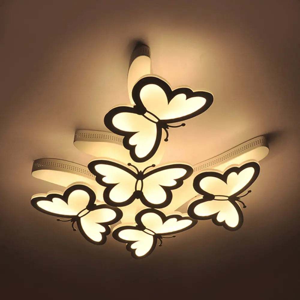DecorBites™ DecorBites™ Romantic Butterfly Ceiling Light for Girls Bedroom - White Acrylic Flush Mount