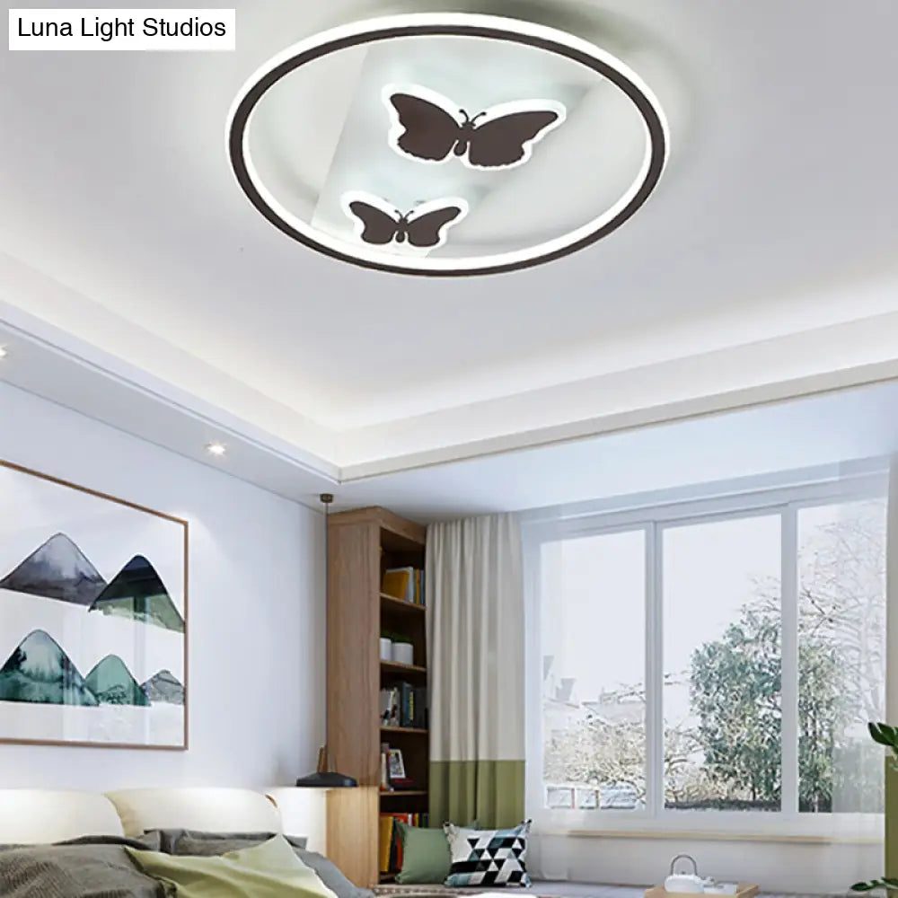 DecorBites™ DecorBites™ Romantic Butterfly LED Ceiling Light in White for Dining Room - Acrylic Ring Flush Mount