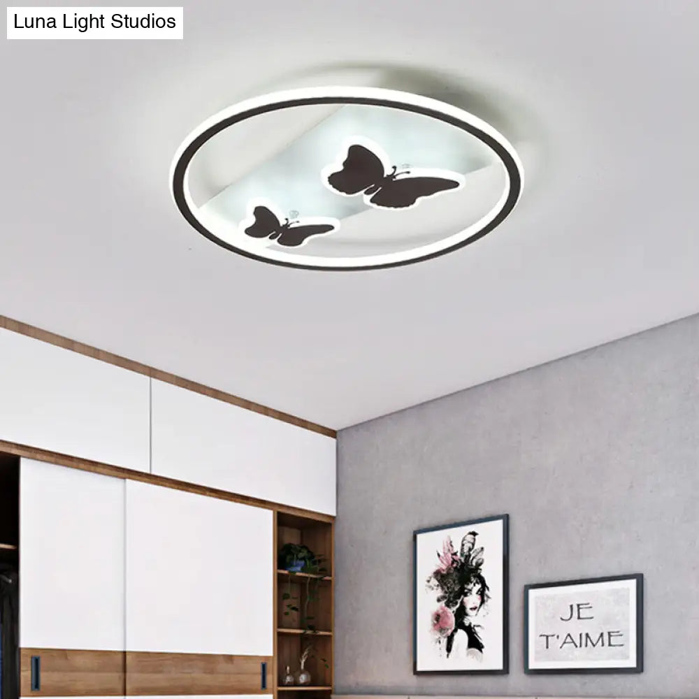 DecorBites™ DecorBites™ Romantic Butterfly LED Ceiling Light in White for Dining Room - Acrylic Ring Flush Mount