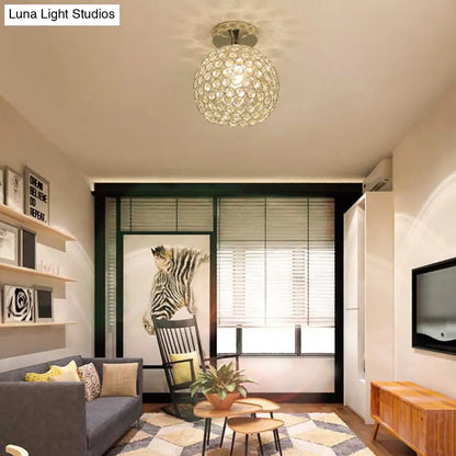 DecorBites™ DecorBites™ Romantic Chrome Flush Mount Ceiling Light with Crystal Accent for Corridor