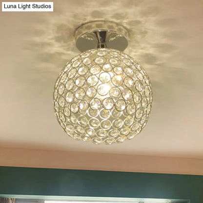 DecorBites™ DecorBites™ Romantic Chrome Flush Mount Ceiling Light with Crystal Accent for Corridor