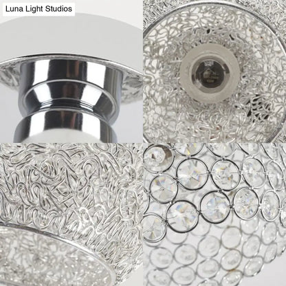 DecorBites™ DecorBites™ Romantic Chrome Flush Mount Ceiling Light with Crystal Accent for Corridor