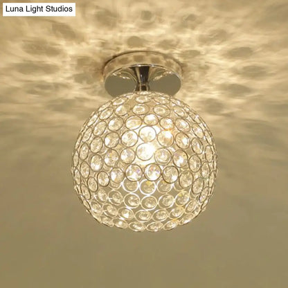 DecorBites™ DecorBites™ Romantic Chrome Flush Mount Ceiling Light with Crystal Accent for Corridor