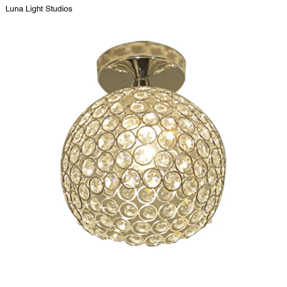 DecorBites™ DecorBites™ Romantic Chrome Flush Mount Ceiling Light with Crystal Accent for Corridor