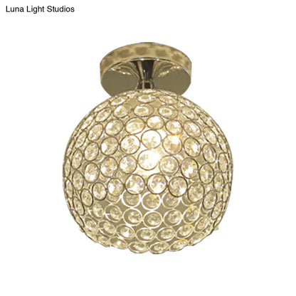 DecorBites™ DecorBites™ Romantic Chrome Flush Mount Ceiling Light with Crystal Accent for Corridor