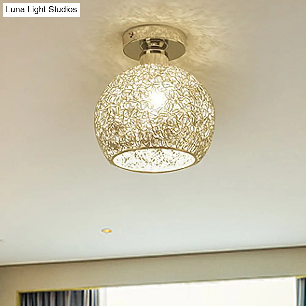 DecorBites™ DecorBites™ Romantic Chrome Flush Mount Ceiling Light with Crystal Accent for Corridor