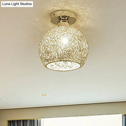 DecorBites™ DecorBites™ Romantic Chrome Flush Mount Ceiling Light with Crystal Accent for Corridor