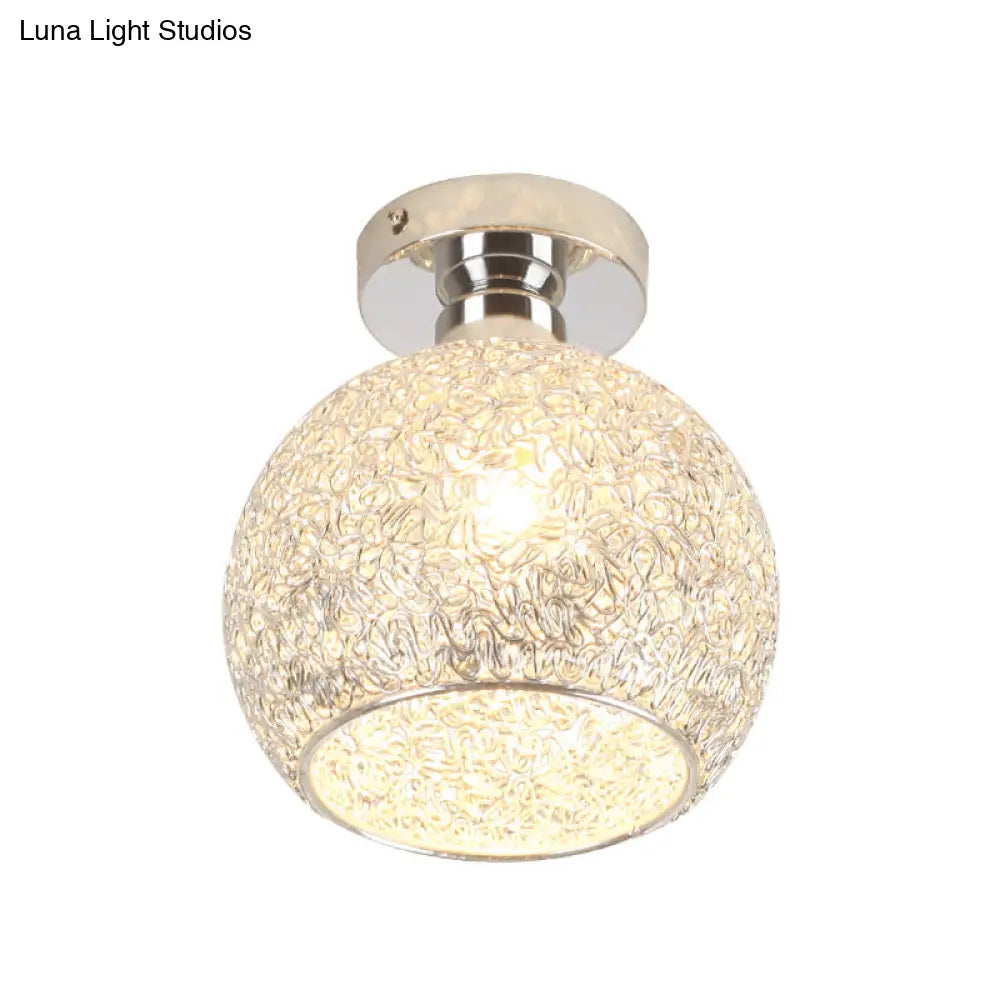 DecorBites™ DecorBites™ Romantic Chrome Flush Mount Ceiling Light with Crystal Accent for Corridor