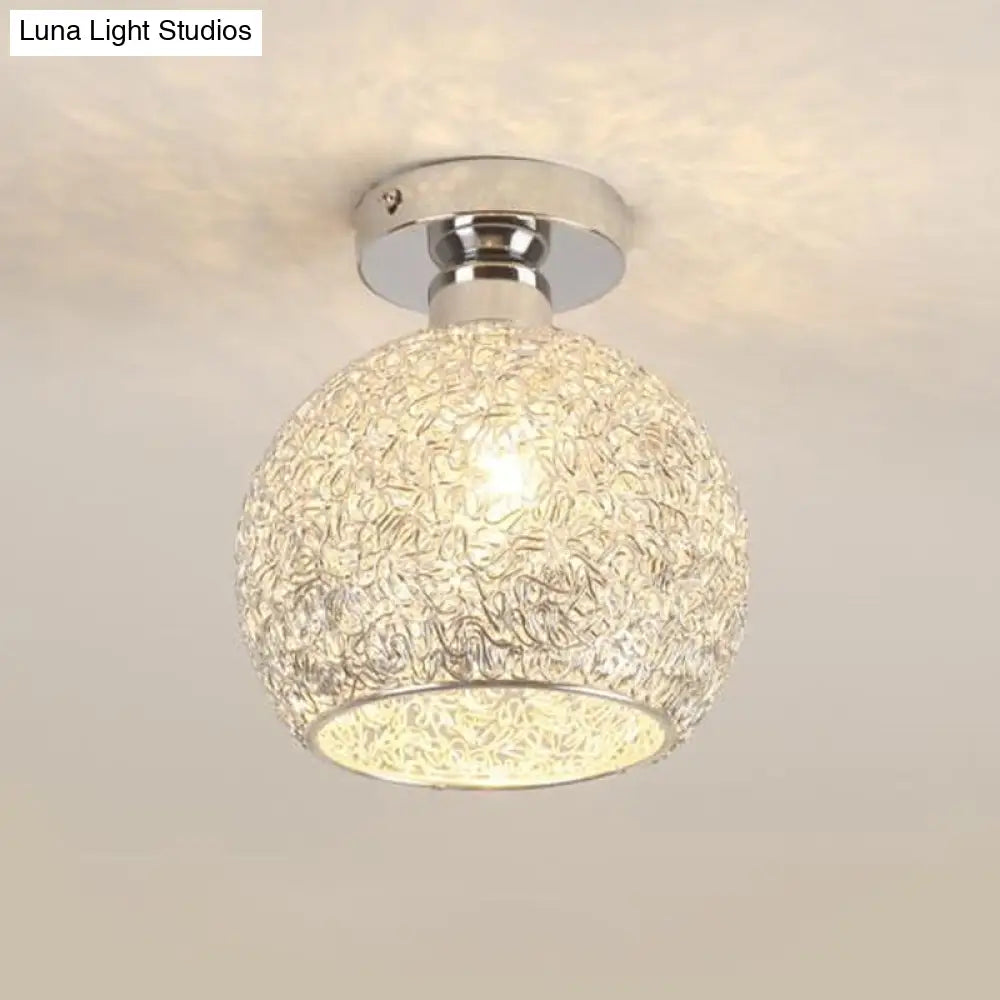 DecorBites™ DecorBites™ Romantic Chrome Flush Mount Ceiling Light with Crystal Accent for Corridor