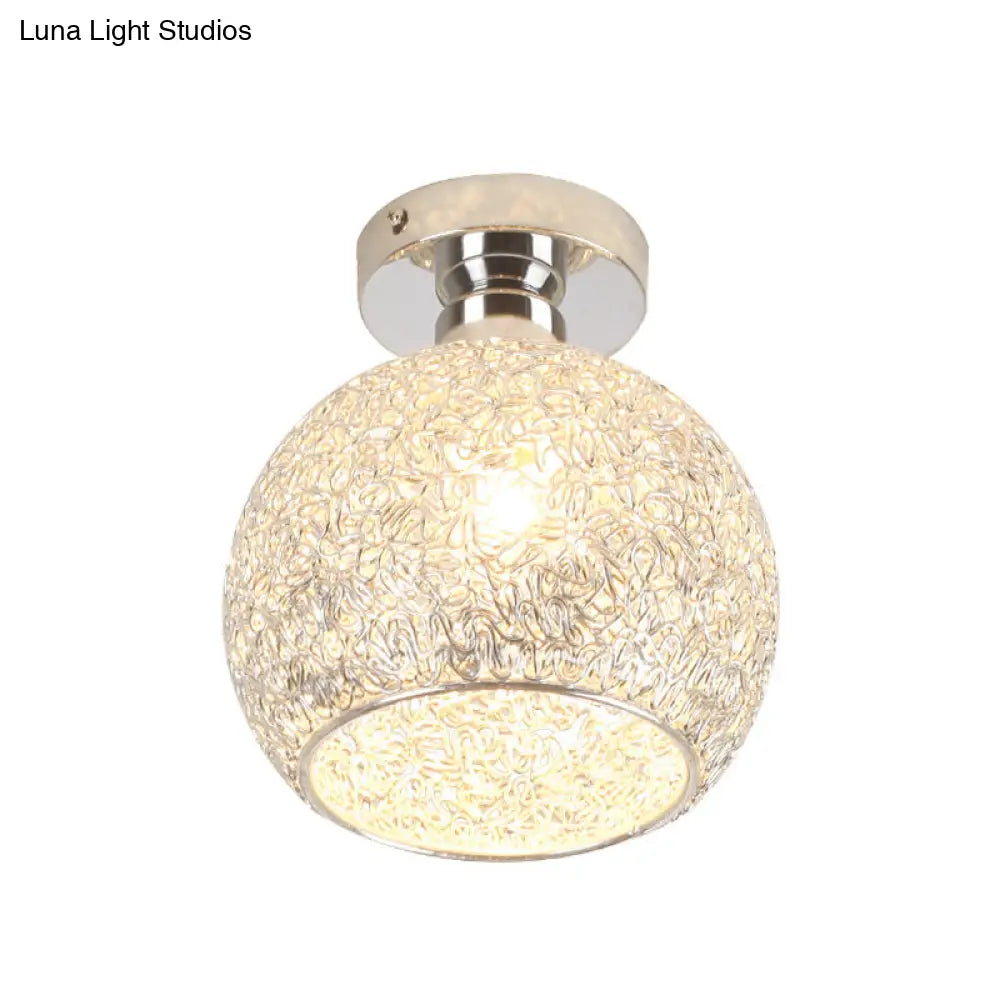 DecorBites™ DecorBites™ Romantic Chrome Flush Mount Ceiling Light with Crystal Accent for Corridor