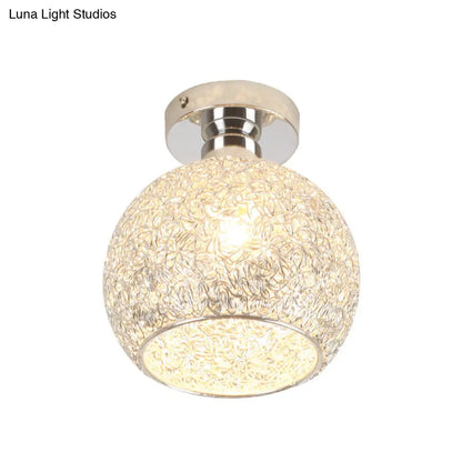 DecorBites™ DecorBites™ Romantic Chrome Flush Mount Ceiling Light with Crystal Accent for Corridor