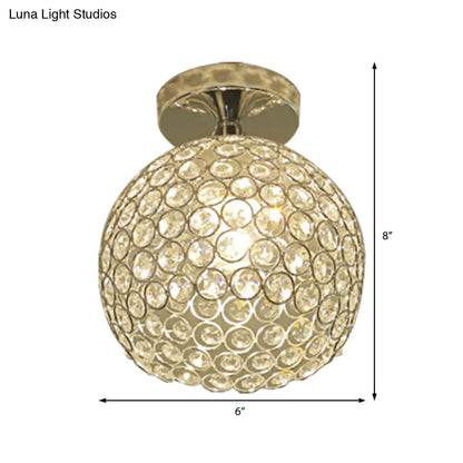 DecorBites™ DecorBites™ Romantic Chrome Flush Mount Ceiling Light with Crystal Accent for Corridor