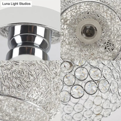 DecorBites™ DecorBites™ Romantic Chrome Flush Mount Ceiling Light with Crystal Accent for Corridor