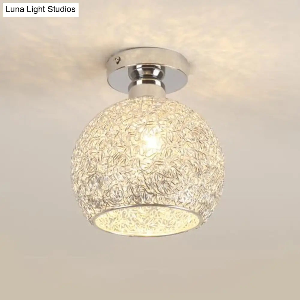 DecorBites™ DecorBites™ Romantic Chrome Flush Mount Ceiling Light with Crystal Accent for Corridor