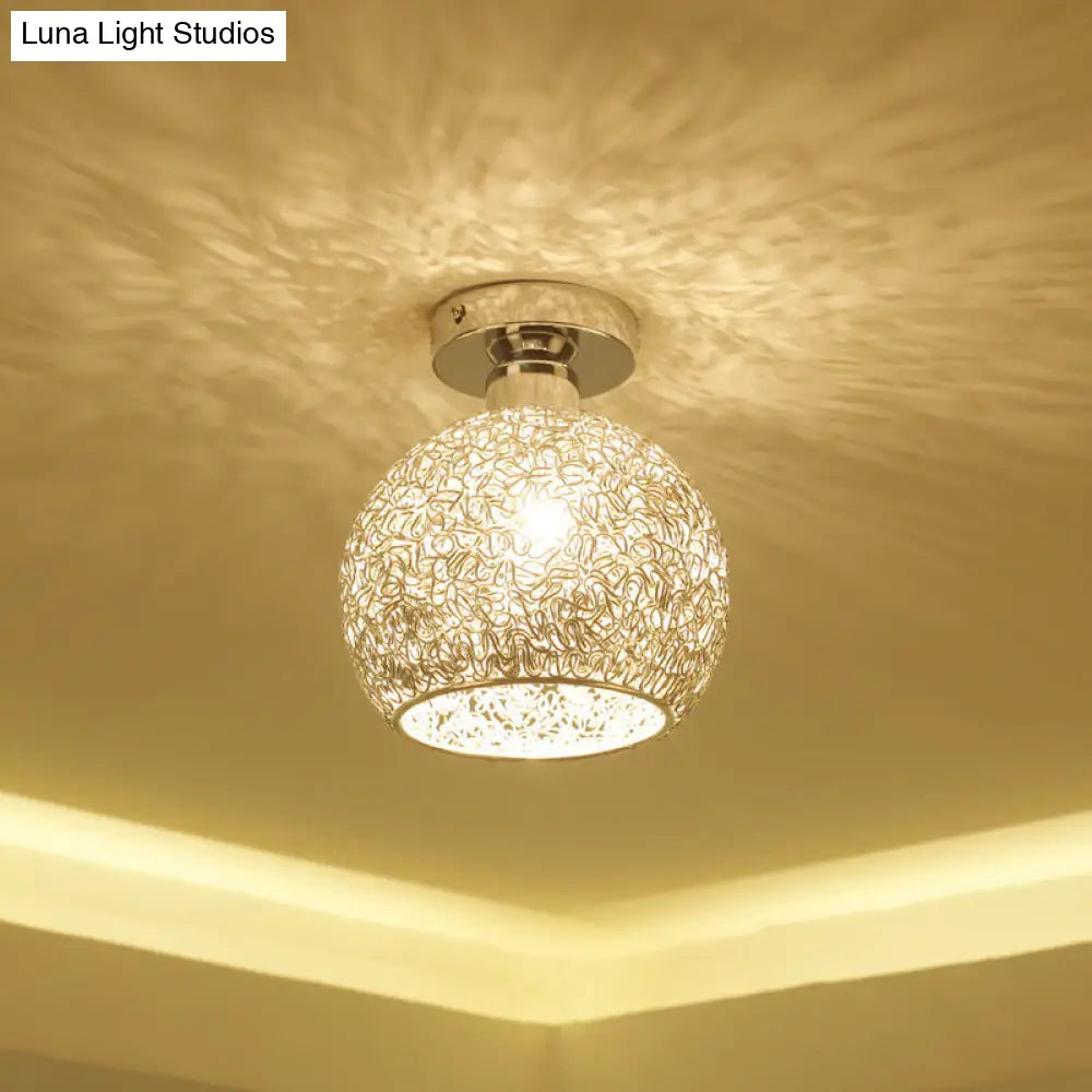 DecorBites™ DecorBites™ Romantic Chrome Flush Mount Ceiling Light with Crystal Accent for Corridor