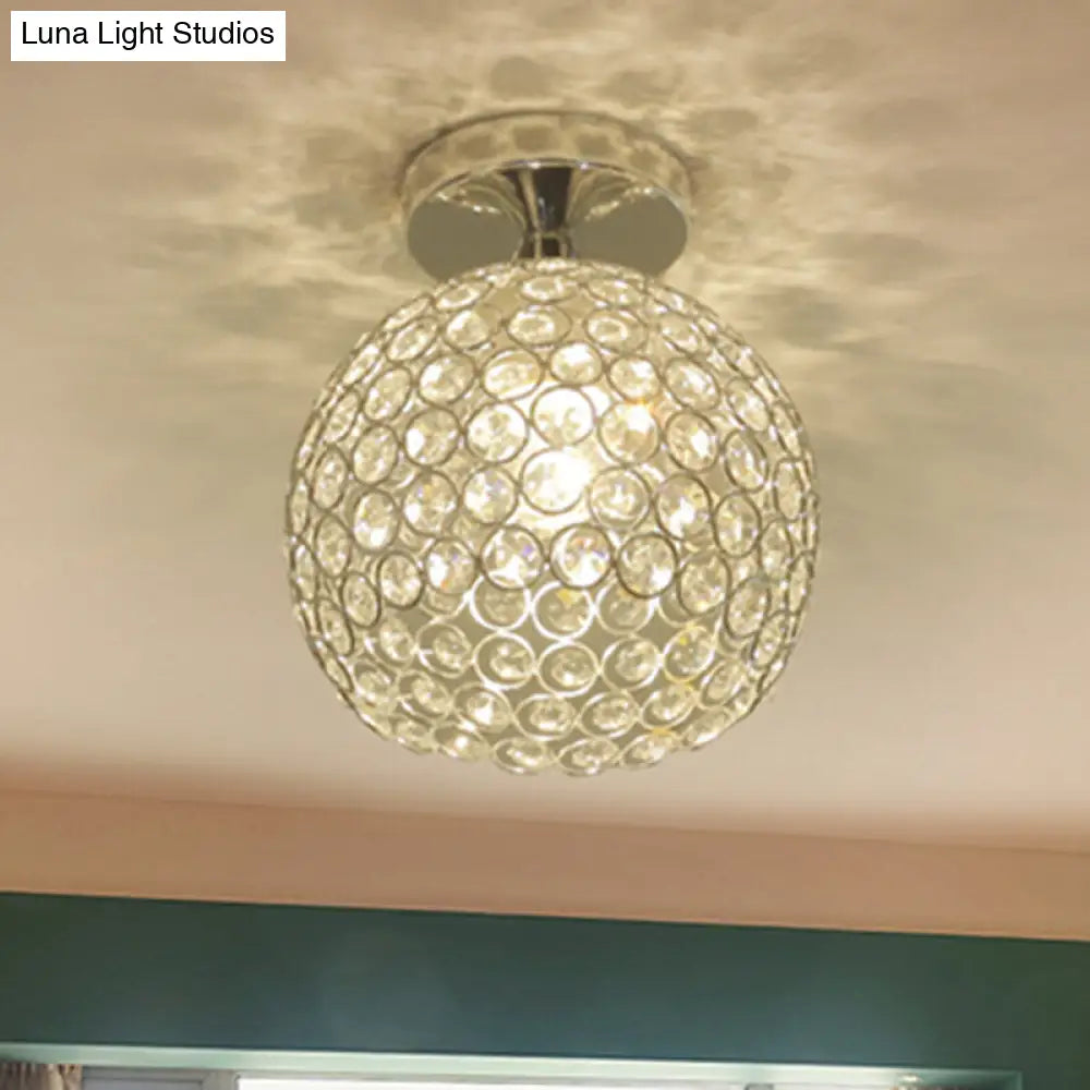 DecorBites™ DecorBites™ Romantic Chrome Flush Mount Ceiling Light with Crystal Accent for Corridor