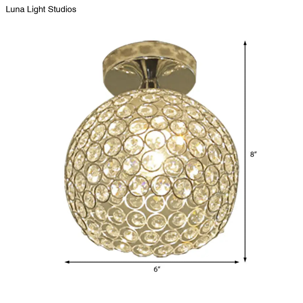 DecorBites™ DecorBites™ Romantic Chrome Flush Mount Ceiling Light with Crystal Accent for Corridor