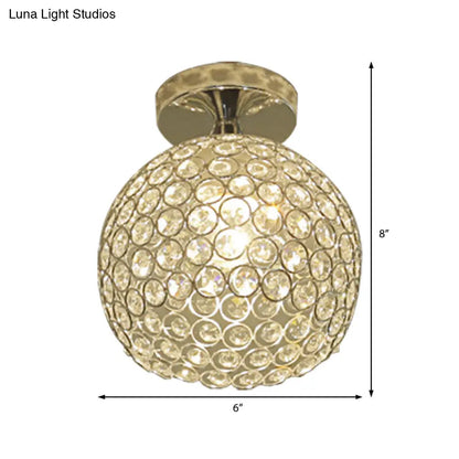 DecorBites™ DecorBites™ Romantic Chrome Flush Mount Ceiling Light with Crystal Accent for Corridor