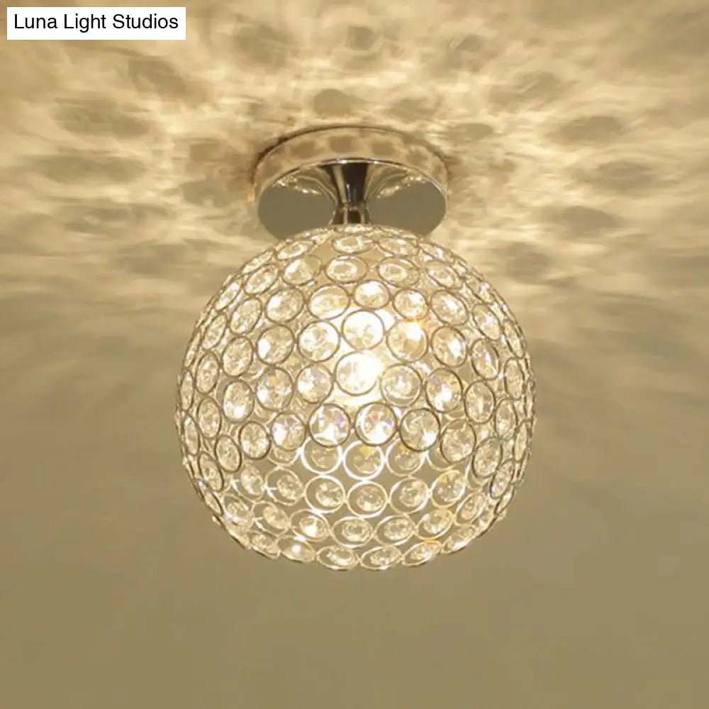 DecorBites™ DecorBites™ Romantic Chrome Flush Mount Ceiling Light with Crystal Accent for Corridor