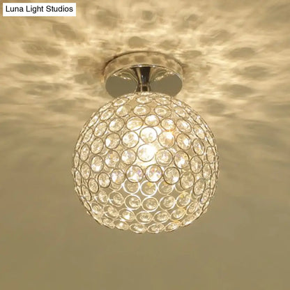 DecorBites™ DecorBites™ Romantic Chrome Flush Mount Ceiling Light with Crystal Accent for Corridor