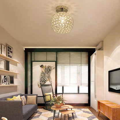 DecorBites™ DecorBites™ Romantic Chrome Flush Mount Ceiling Light with Crystal Accent for Corridor